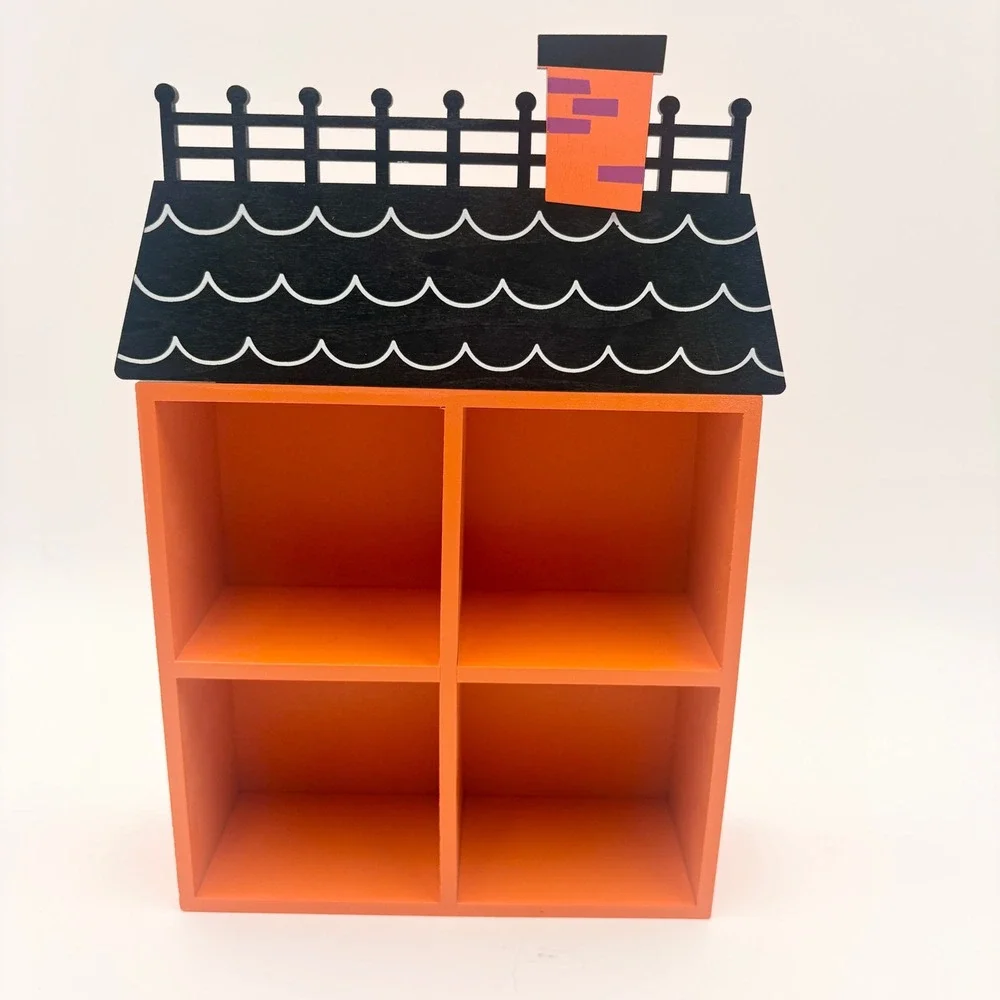 Target Bullseye Playground Halloween House Display Shelf Orange Black Wood